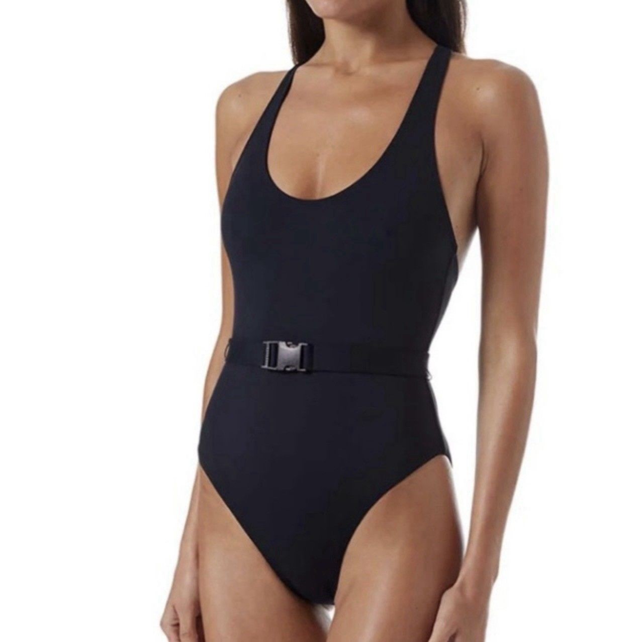 Melissa Odabash Nevis Black Belted One Piece Racerback Swimsuit Upf 50+ Us 8 Nwt